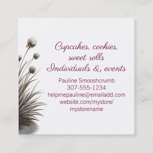 Leuke dieren konijntje kat eten koekje bakkerij vierkante visitekaartje (Achterkant)