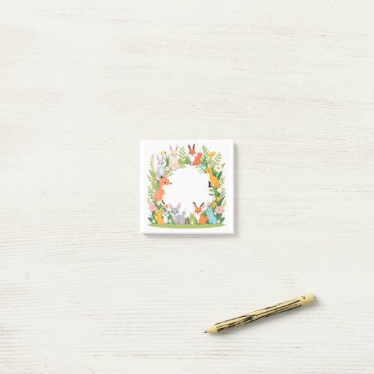 Leuke dieren, lente, post-it® notes (Op bureau)