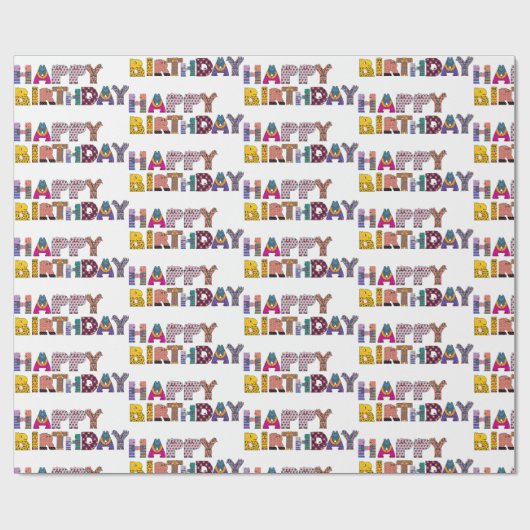 Leuke Dieren Leuk Gelukkig Verjaardagsscript Multi Cadeaupapier (Vlak)