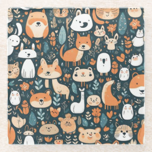 Leuke dieren leuk ontwerp groen decor glazen onderzetter
