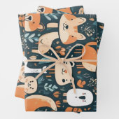 Leuke dieren leuk ontwerp groen decor inpakpapier vel (In situ)