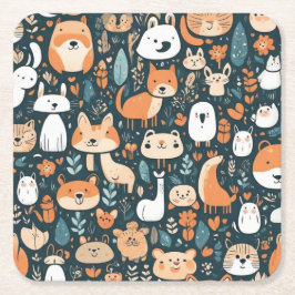 Leuke dieren leuk ontwerp groen decor kartonnen onderzetters