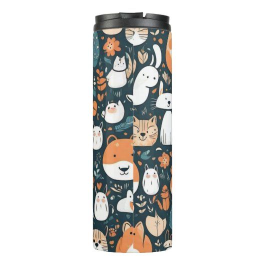 Leuke dieren leuk ontwerp groen decor thermosbeker (Achterkant)