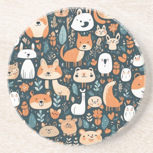 Leuke dieren leuk ontwerp groen decor zandsteen onderzetter (Voorkant)