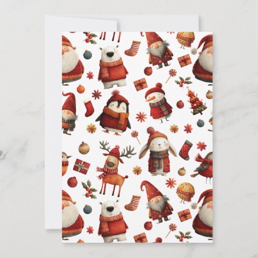 Leuke Dieren Leuke Feestelijke Xmas Kinderen Verja Kaart (Achterkant)