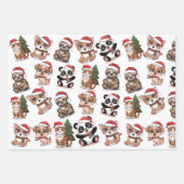 Leuke dieren met kerst petten inpakpapier vel (Voorkant)