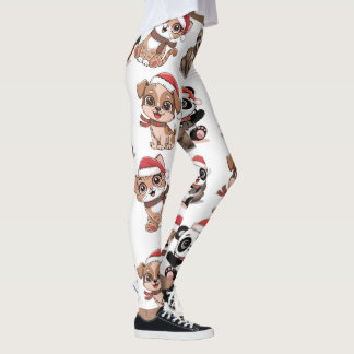 Leuke dieren met kerst petten leggings