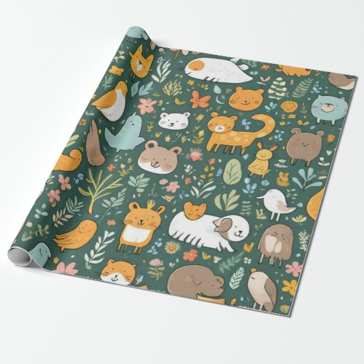 Leuke dieren mooie Wrapping Papier (Uitgerold)