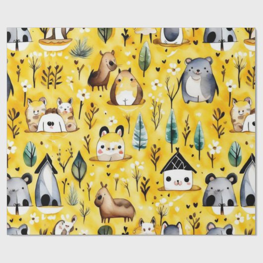 Leuke dieren mooie Wrapping Papier (Vlak)
