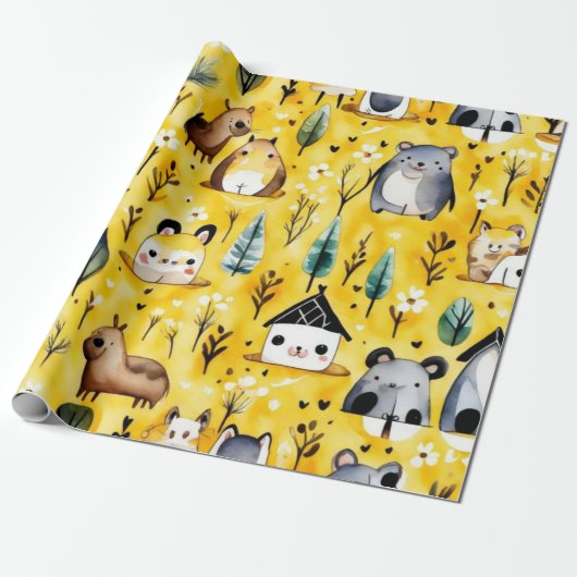 Leuke dieren mooie Wrapping Papier (Uitgerold)