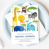 Leuke Dieren Oerwoud Leuke Verjaardag Kinder Blauw Kaart