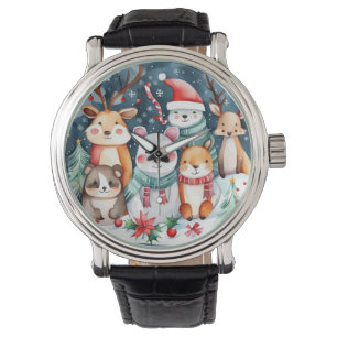 Leuke dieren onder het kerstboomontwerp horloge