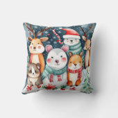 Leuke dieren onder het kerstboomontwerp kussen (Achterkant)