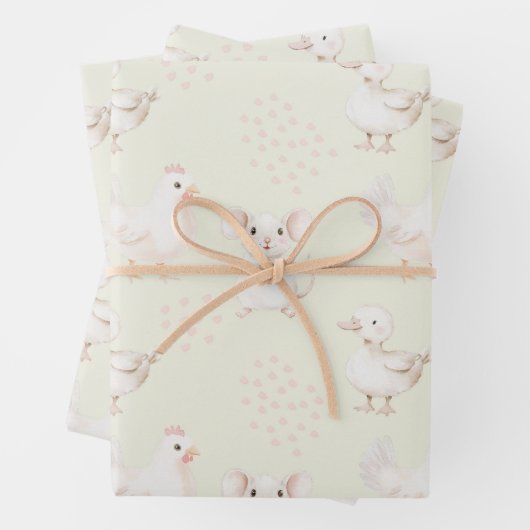 Leuke dieren op bleek groen inpakpapier vel (In situ)