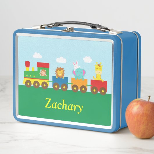 Leuke dieren op de trein Kinder lunchbox (In situ)