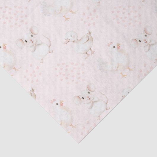 Leuke dieren op roze tissuepapier (Detail)