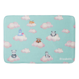 Leuke dieren op wolken monogram badmat