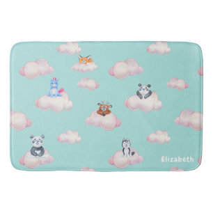 Leuke dieren op wolken monogram badmat