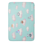Leuke dieren op wolken monogram badmat (Voorkant Verticaal)