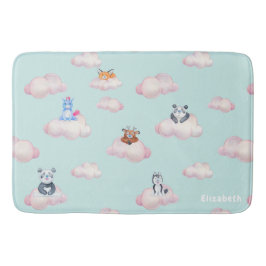 Leuke dieren op wolken monogram badmat