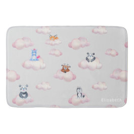 Leuke dieren op wolken monogram badmat