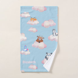 Leuke Dieren Op Wolken Monogram Kinder Handdoek