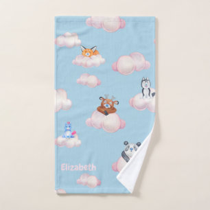 Leuke Dieren Op Wolken Monogram Kinder Handdoek