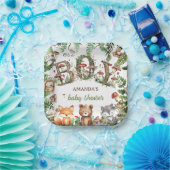 Leuke dieren Paddestoel bos baby jongen douche Papieren Bordje (Feest)