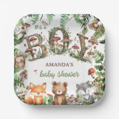 Leuke dieren Paddestoel bos baby jongen douche Papieren Bordje (Voorkant)