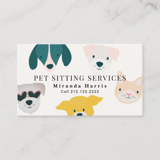 Leuke Dieren Pet Sitter Hond Walker Visitekaartje (Voorkant)