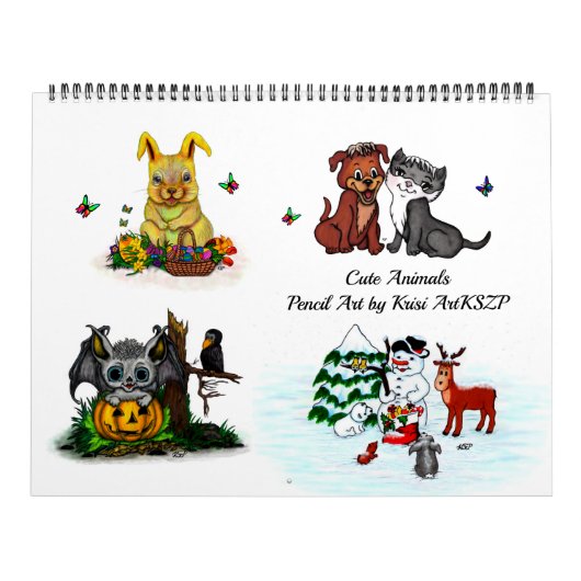 Leuke dieren potlood kunst van Krisi ArtKSZP Kalender (Hoes)