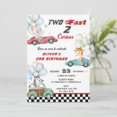 Leuke dieren Race auto's 2e verjaardag twee snel Kaart (Staand voorkant)