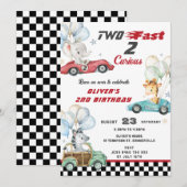 Leuke dieren Race auto's 2e verjaardag twee snel Kaart (Voorkant / Achterkant)