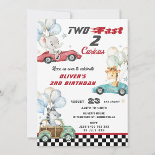Leuke dieren Race auto's 2e verjaardag twee snel Kaart