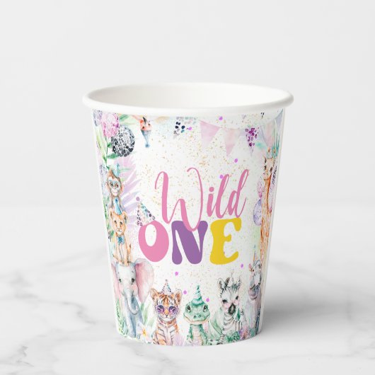 Leuke Dieren Safari Wild Een Verjaardagsfeest Papieren Bekers (Achterkant)