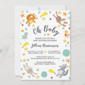 Leuke Dieren Ster en Maan Baby shower Uitnodiging (Voorkant)