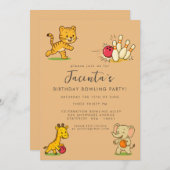 Leuke Dieren Tien Pin Bowling Verjaardag Party Cus Kaart (Voorkant / Achterkant)