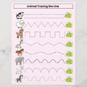 Leuke dieren traceren de lijn werkblad voor kinder (Voorkant)