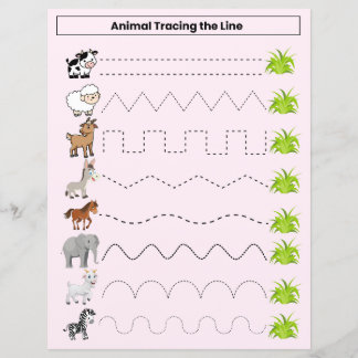Leuke dieren traceren de lijn werkblad voor kinder