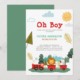 Leuke Dieren Train Travel Boys Baby shower Kaart