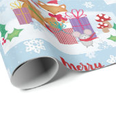 Leuke dieren uit Santa Naam toevoegen Fox Mouse Sn Cadeaupapier (Rol Hoek)