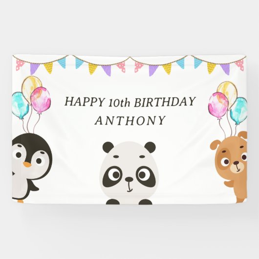 Leuke dieren verjaardag spandoek (Horizontaal)