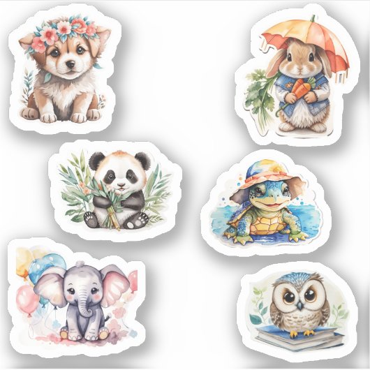 Leuke dieren Vinyl Stickers (Voorkant)