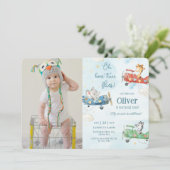 Leuke dieren vliegtuig avontuur tijd vliegt verjaa kaart (Staand voorkant)