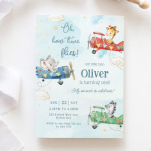Leuke dieren vliegtuig avontuur tijd vliegt verjaa kaart