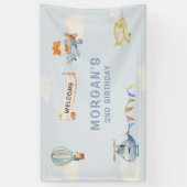 Leuke Dieren Vliegtuig Blauwe Verjaardag Banner (Verticaal)