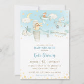 Leuke Dieren Vliegtuigen Sterren Sky Baby shower B Kaart (Voorkant)