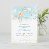 Leuke Dieren Vliegtuigen Sterren Sky Baby shower B Kaart (Staand voorkant)