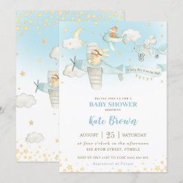 Leuke Dieren Vliegtuigen Sterren Sky Baby shower B Kaart