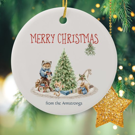 Leuke Dieren Waterverf Nostalgische Kerst Keramisch Ornament